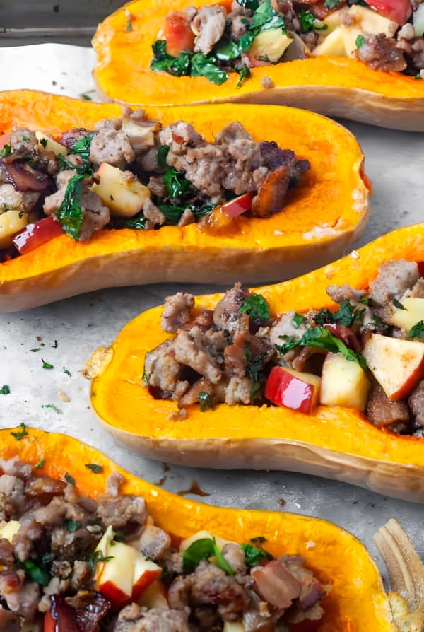 Whole30 Sausage Apple Stuffed Butternut Squash cover