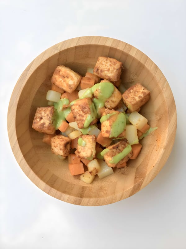 Chili-Spiced Crispy Fried Tofu Bowl with Green Onion Vinaigrette (Satu'li Canteen Copycat) cover
