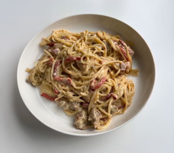 Crazy Alfredo Pasta with Chicken, Soppressata & Italian Sausage cover