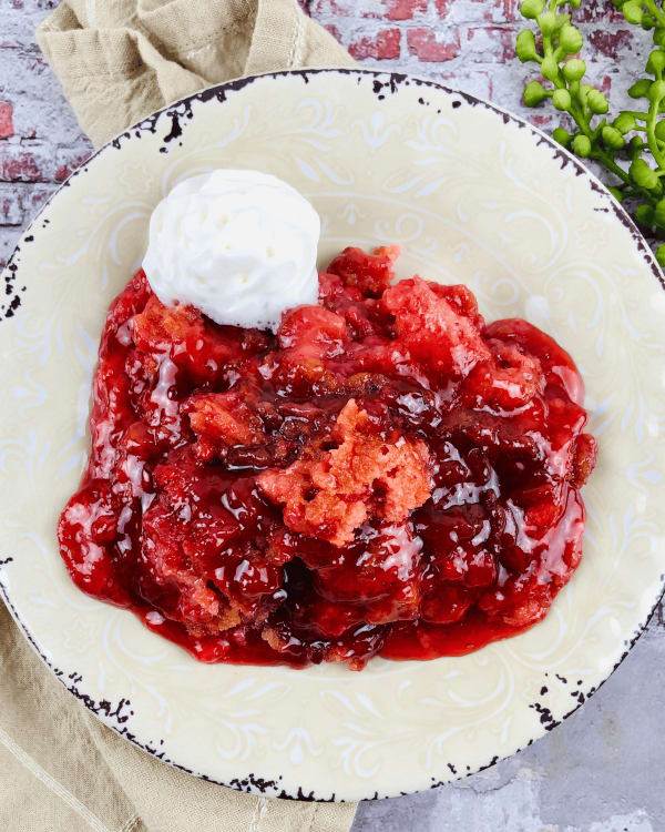 Crock Pot Strawberry Dump Cake cover