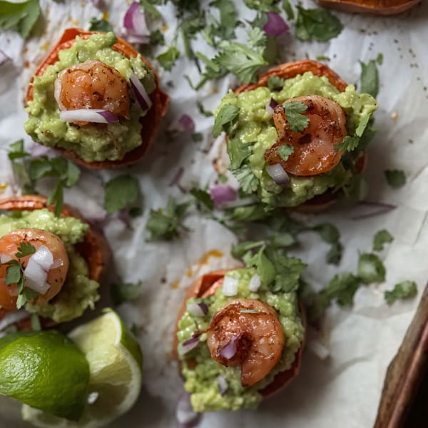 Sweet Potato Bites with Shrimp & Avocado cover