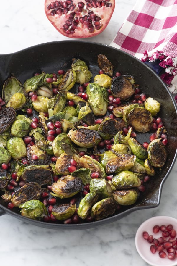 Cast Iron Brussels Sprouts with Pomegranate and Garlic cover