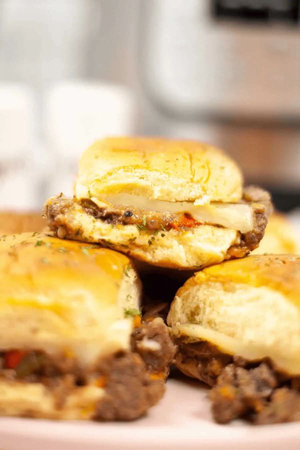 Instant Pot Steak Sliders with Cheese cover