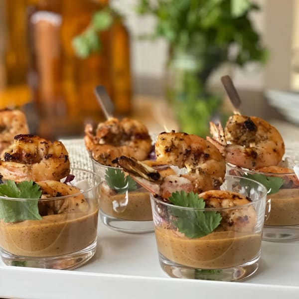 Grilled Shrimp Skewers with Crunchy Peanut Sauce cover