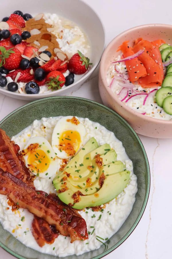 High Protein Cottage Cheese Breakfast Bowls (5 Ways) cover