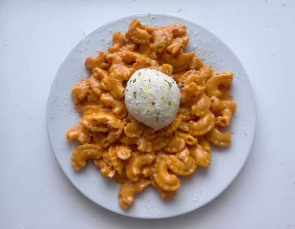 Creamy Gochujang Pasta with Roasted Garlic & Burrata cover