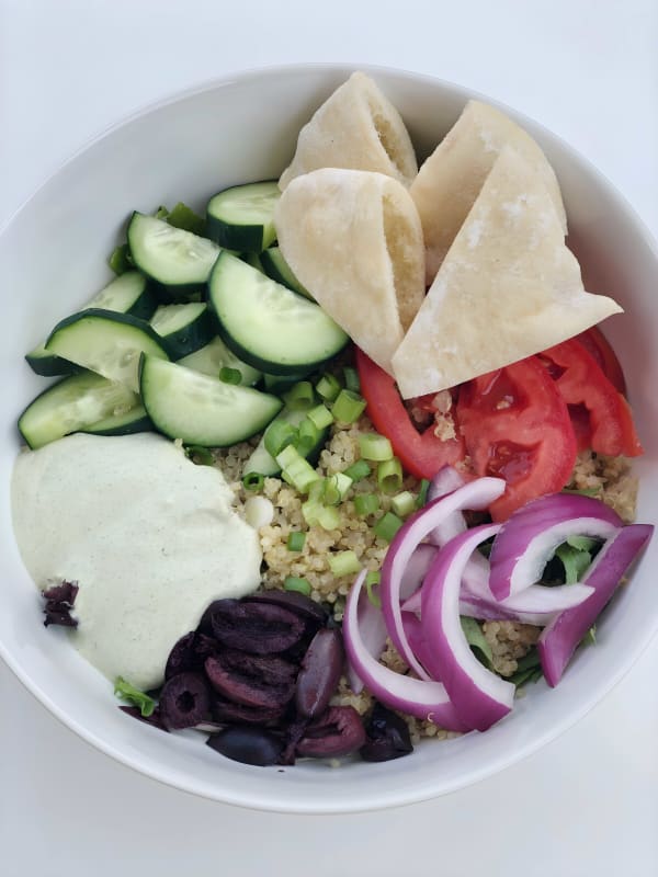 Mediterranean Quinoa Bowls with Cashew Tzatziki Sauce cover