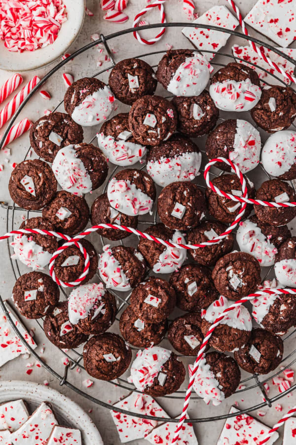 Chewy Mini Chocolate Peppermint Bark Cookies cover