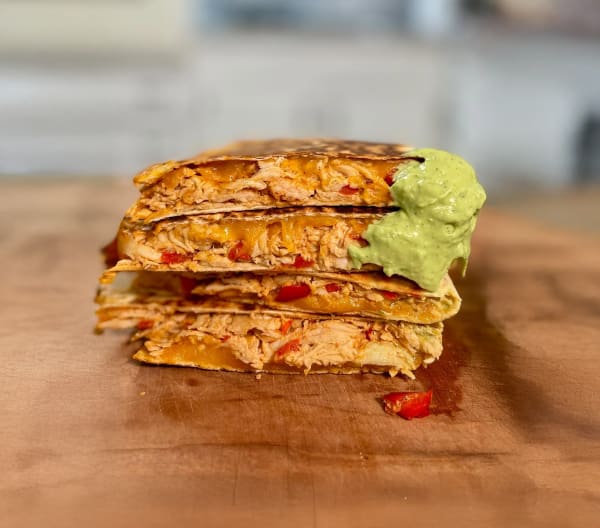 High Protein Chicken Quesadilla with Avocado Yogurt Sauce cover