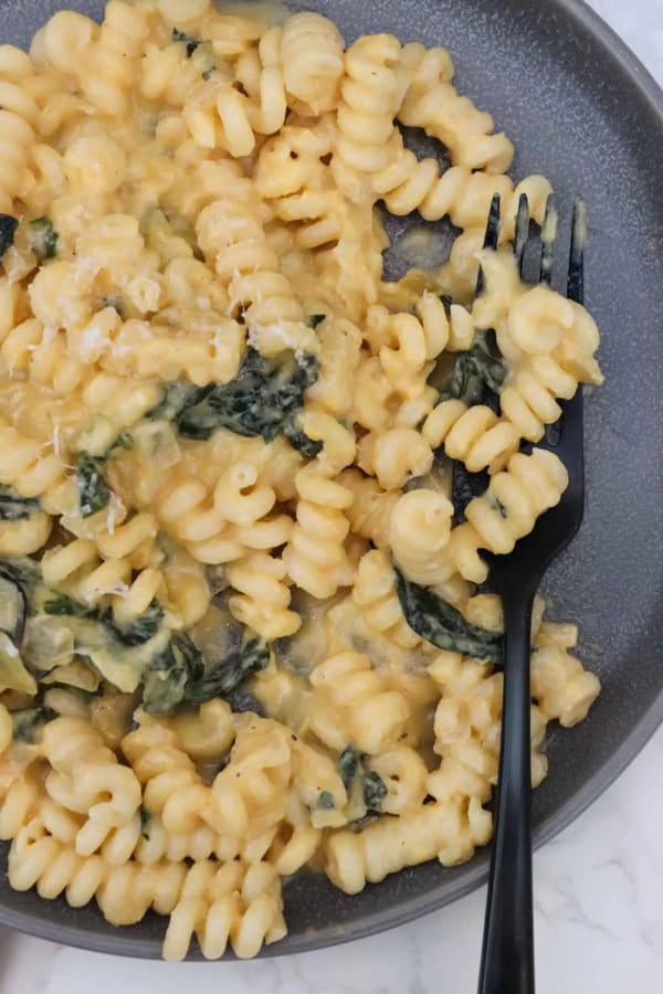 Pasta with Butternut Squash Sauce, Gruyere, and Greens cover