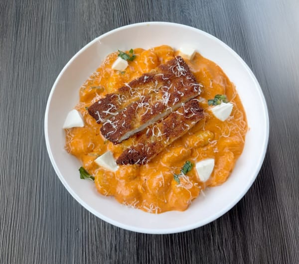 Gnocchi with Pink Sauce and Chicken Cutlet cover