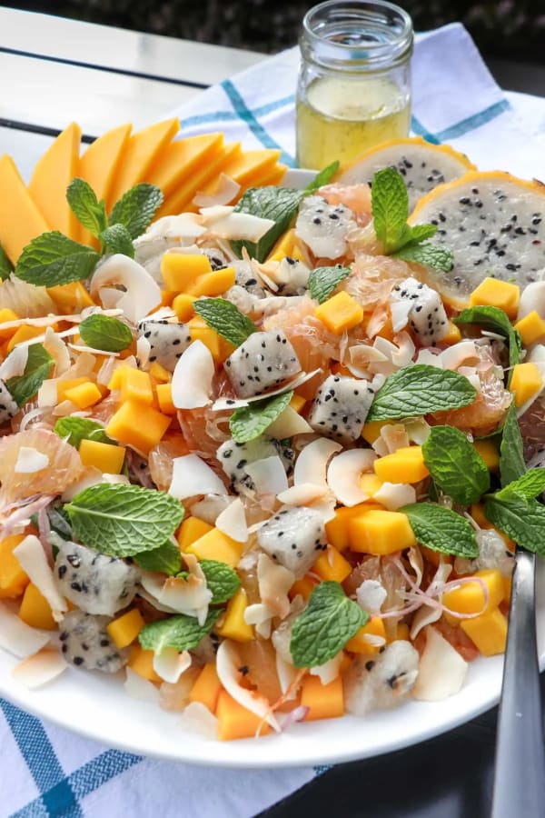 Tropical Fruit Salad with Sweet Umami Dressing cover