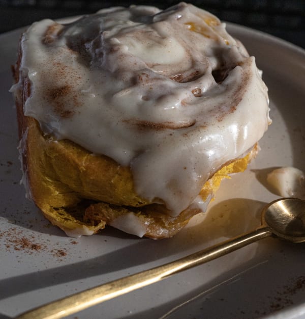 Brown Butter Pumpkin Cinnamon Rolls with Cream Cheese Icing cover