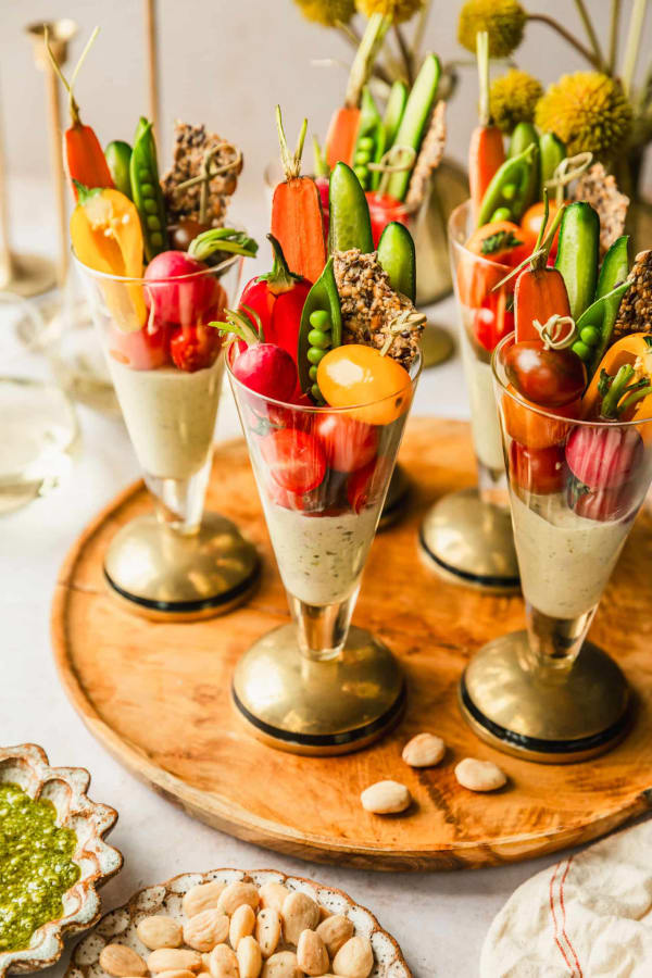 Super Simple Crudités Cups with Pesto Dip cover