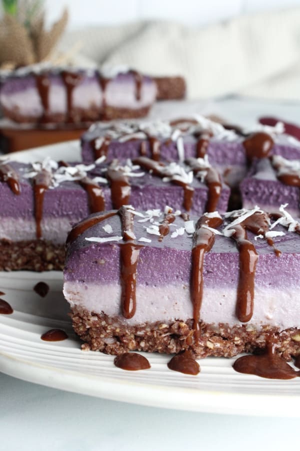 Vegan Acai Chocolate Cheesecake Bars cover