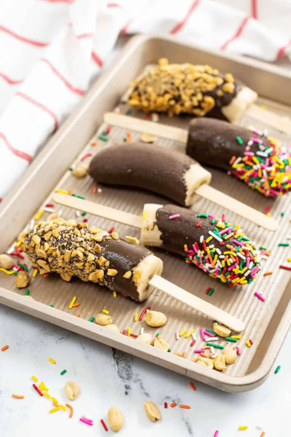 Frozen Bananas in Chocolate cover