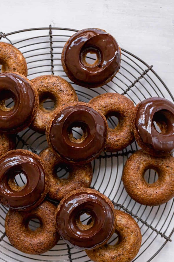 Chocolate Glazed Banana Bread Donuts cover