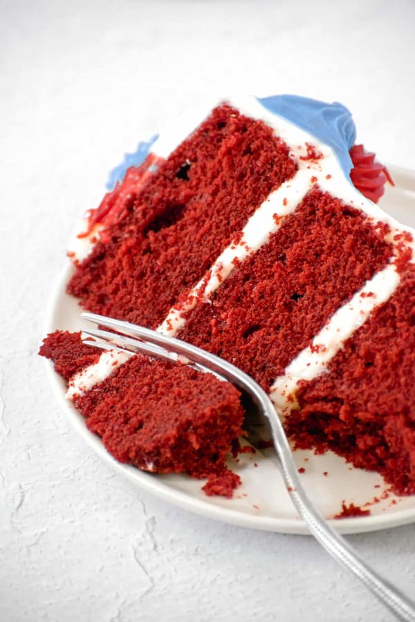 Fourth of July Red Velvet Layer Cake with Cream Cheese Frosting cover