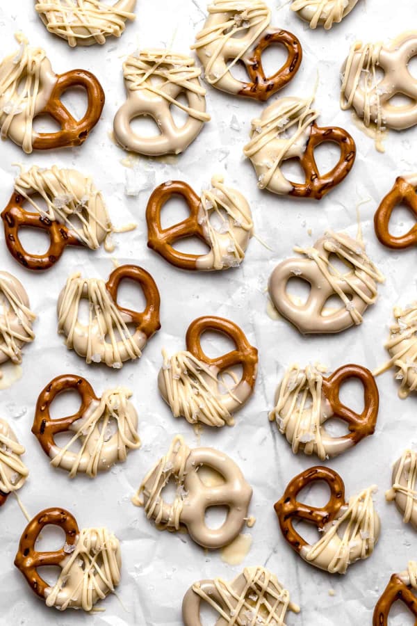 Caramelized White Chocolate Covered Pretzels cover