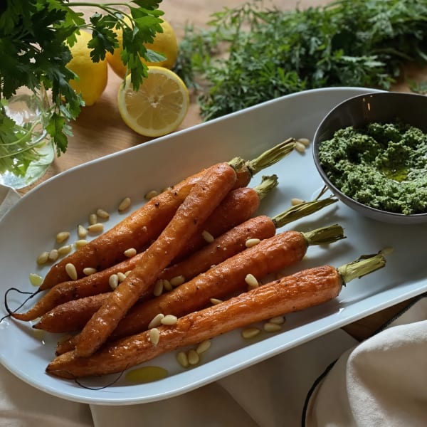 Carrot Top Pesto with Roasted Carrots cover