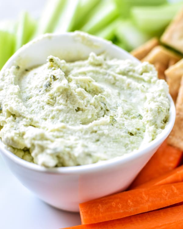 3-Ingredient Pesto Goat Cheese Dip cover