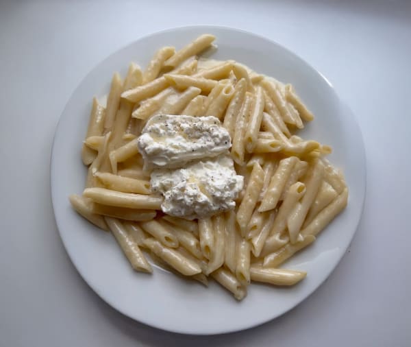 Roasted Garlic Alfredo Penne with Burrata cover