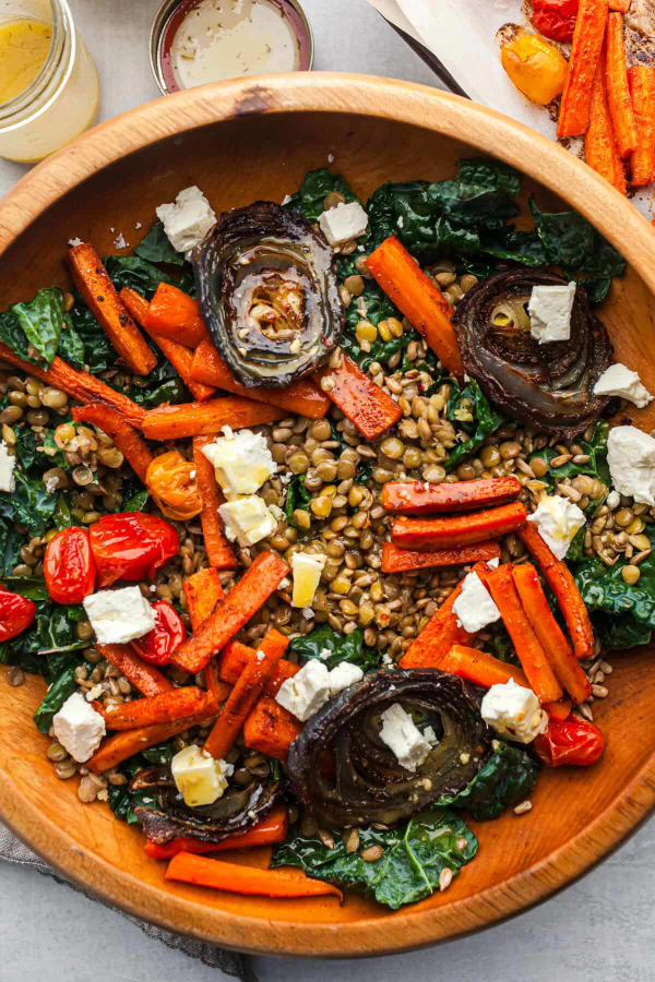 Kale Lentil Salad with Roasted Vegetables cover
