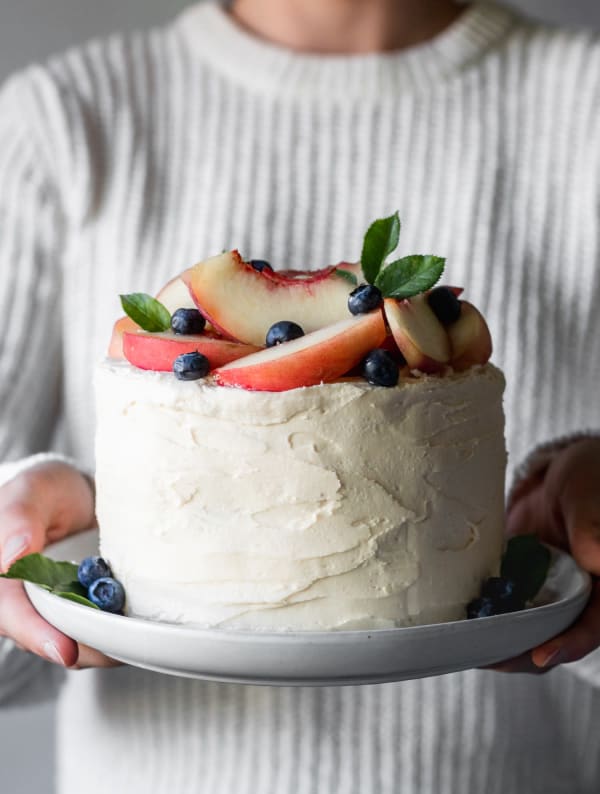 Vanilla Cake With Peach Filling & Caramelized White Chocolate Buttercream cover