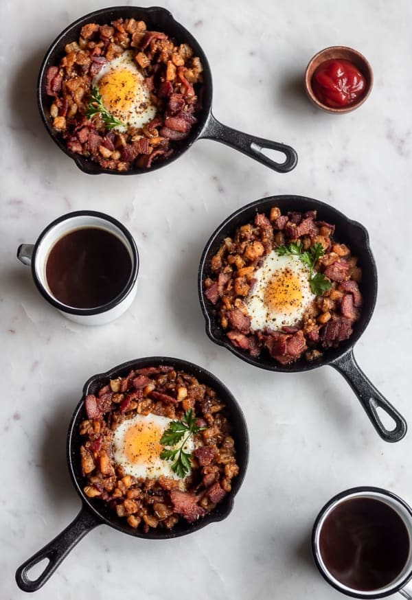 Bacon Hash Skillet With Runny Eggs & Harissa cover
