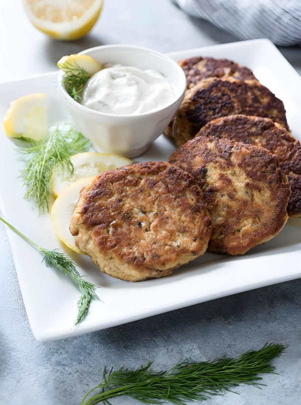 Crispy Salmon Patties with Lemon Dill Sauce cover