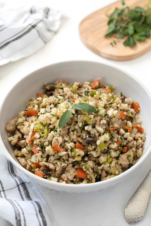 Low Carb Riced Cauliflower Stuffing cover