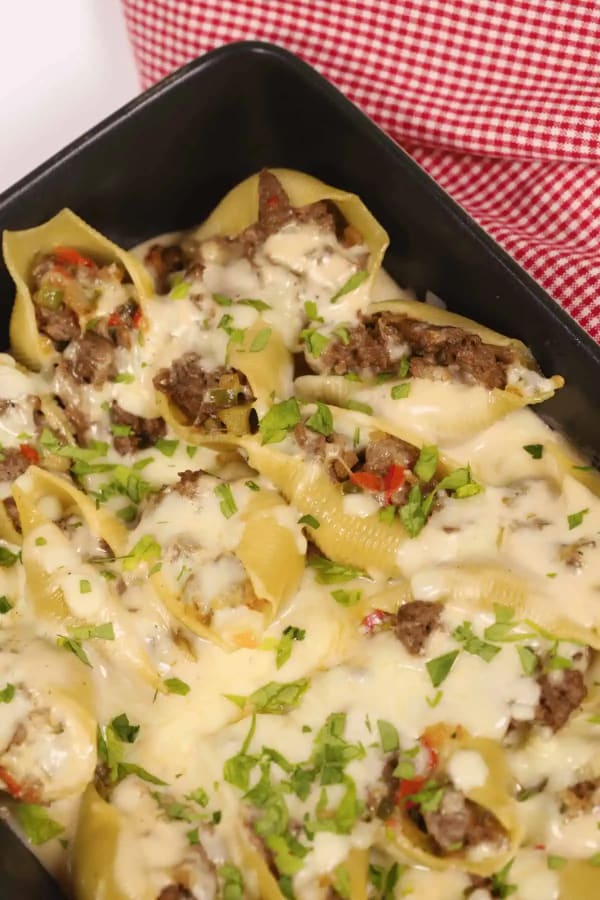 Philly Cheesesteak Stuffed Shells cover