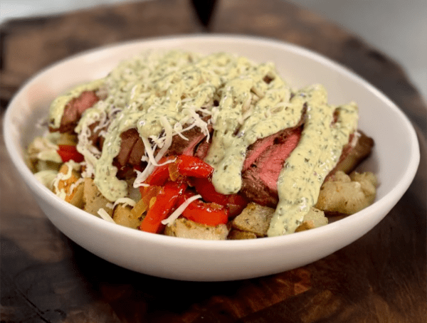 High Protein Steak Bowl with Garlic Herb Yogurt Drizzle cover
