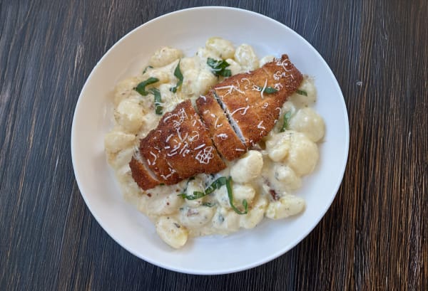 Creamy Lemon Ricotta Gnocchi with Crispy Chicken Cutlet cover