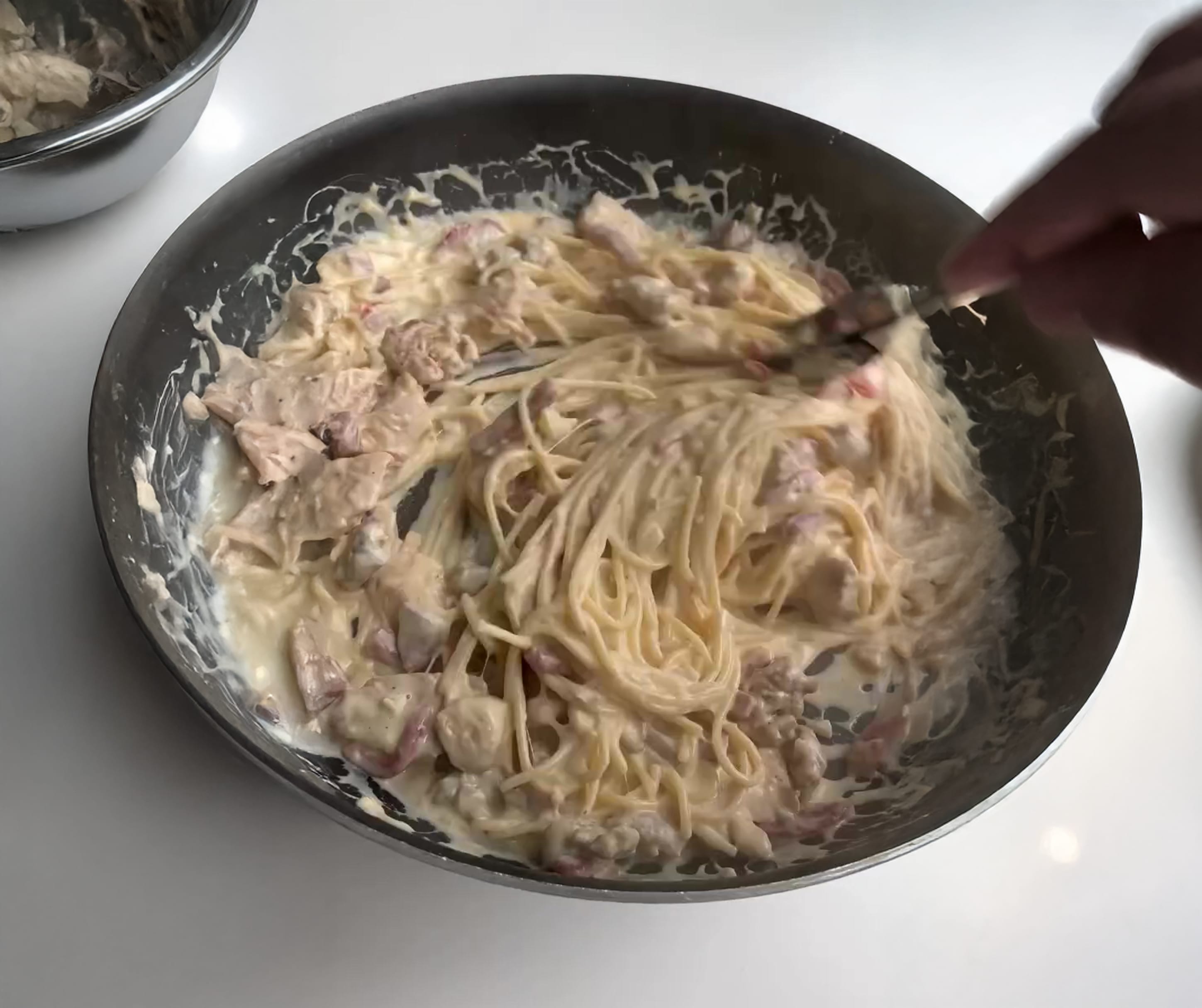 Crazy Alfredo Pasta with Chicken, Soppressata & Italian Sausage