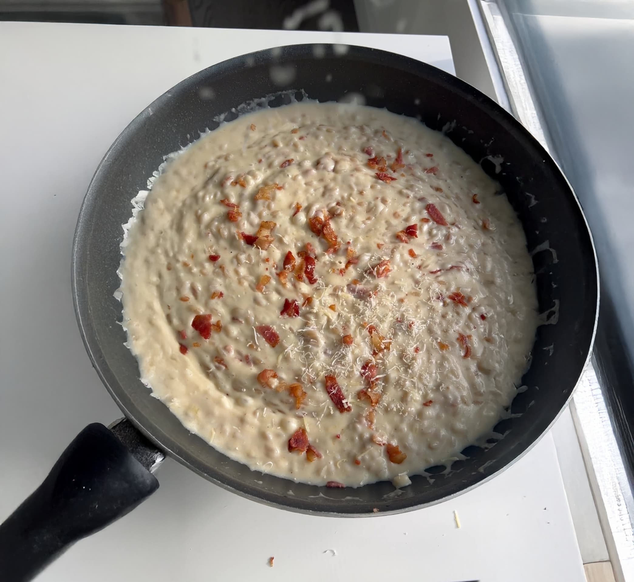 Cheesy Orzo with Bacon