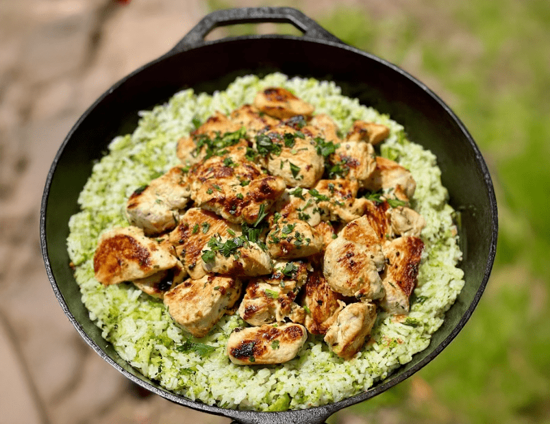 Lemon Garlic Chicken with Broccoli Cheddar Rice