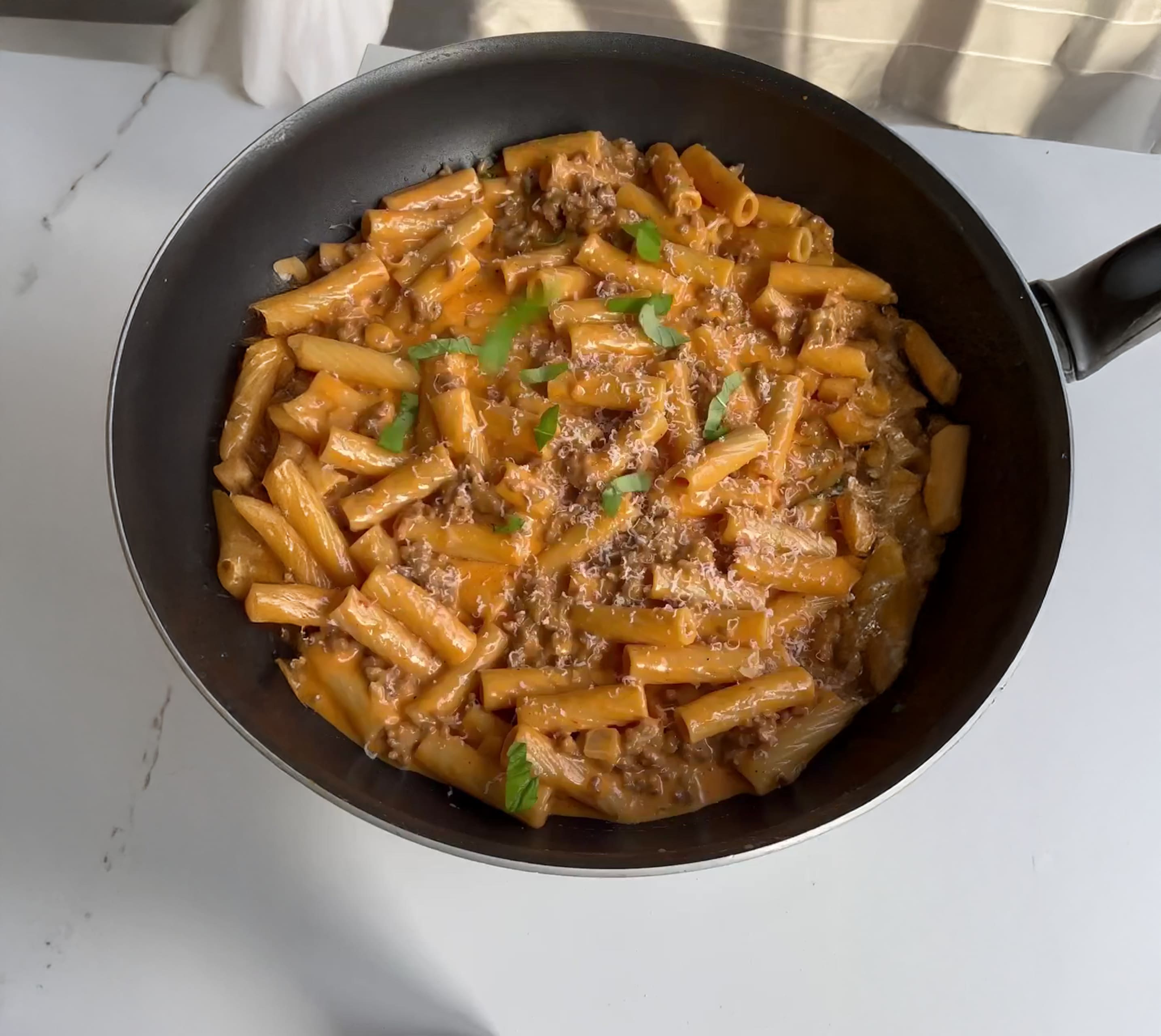 Creamy Sausage Pasta with Burrata