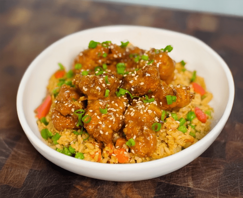 High Protein Crispy Orange Chicken Bowls