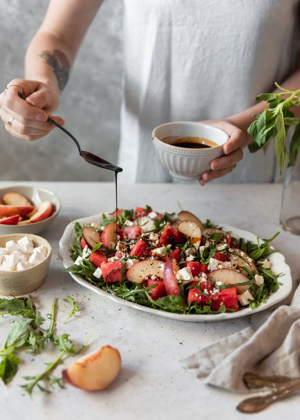 Watermelon Salad With Feta & Nectarines
