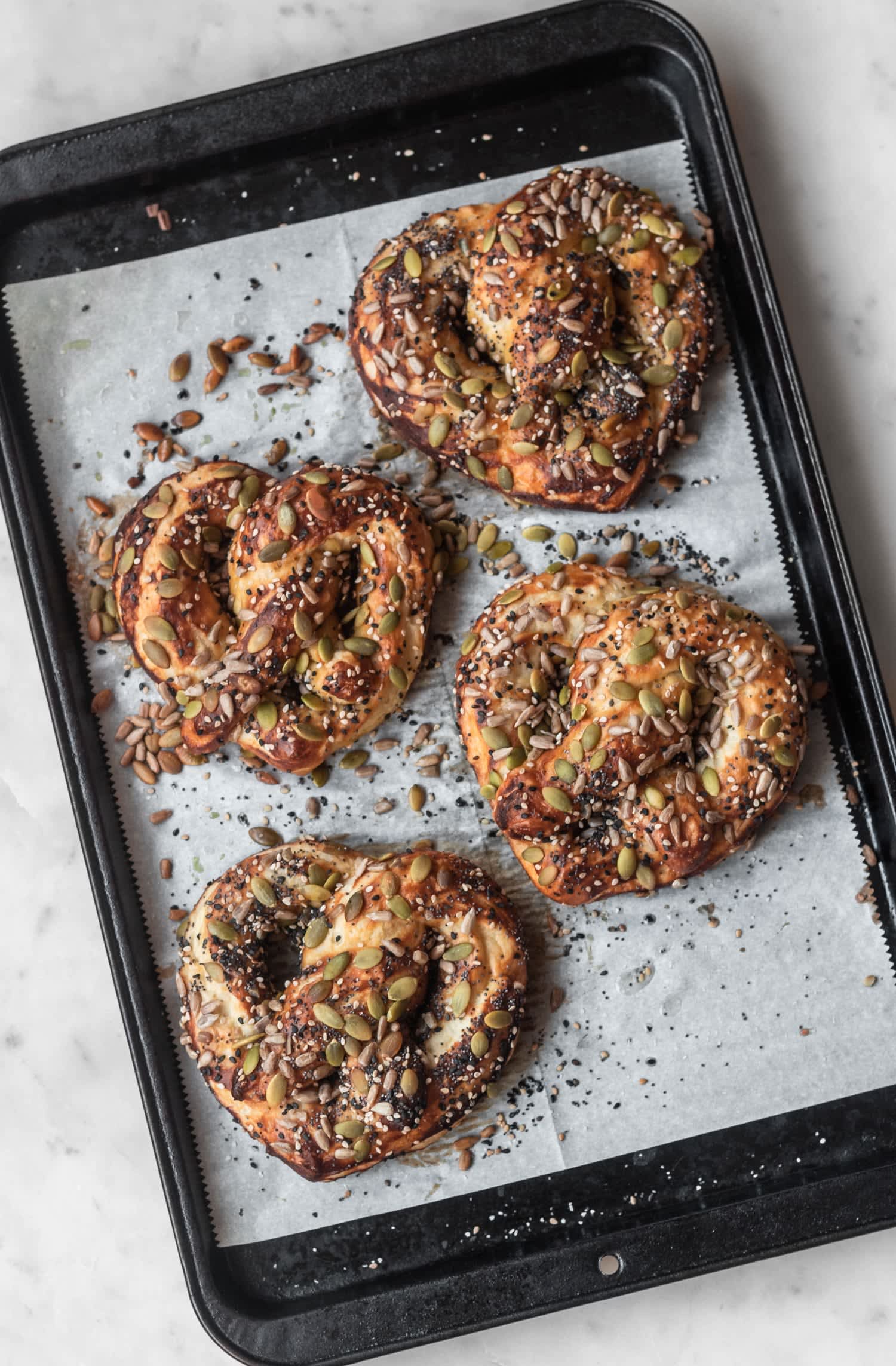 Seedy Soft Pretzels + Bleu Cheese Mustard