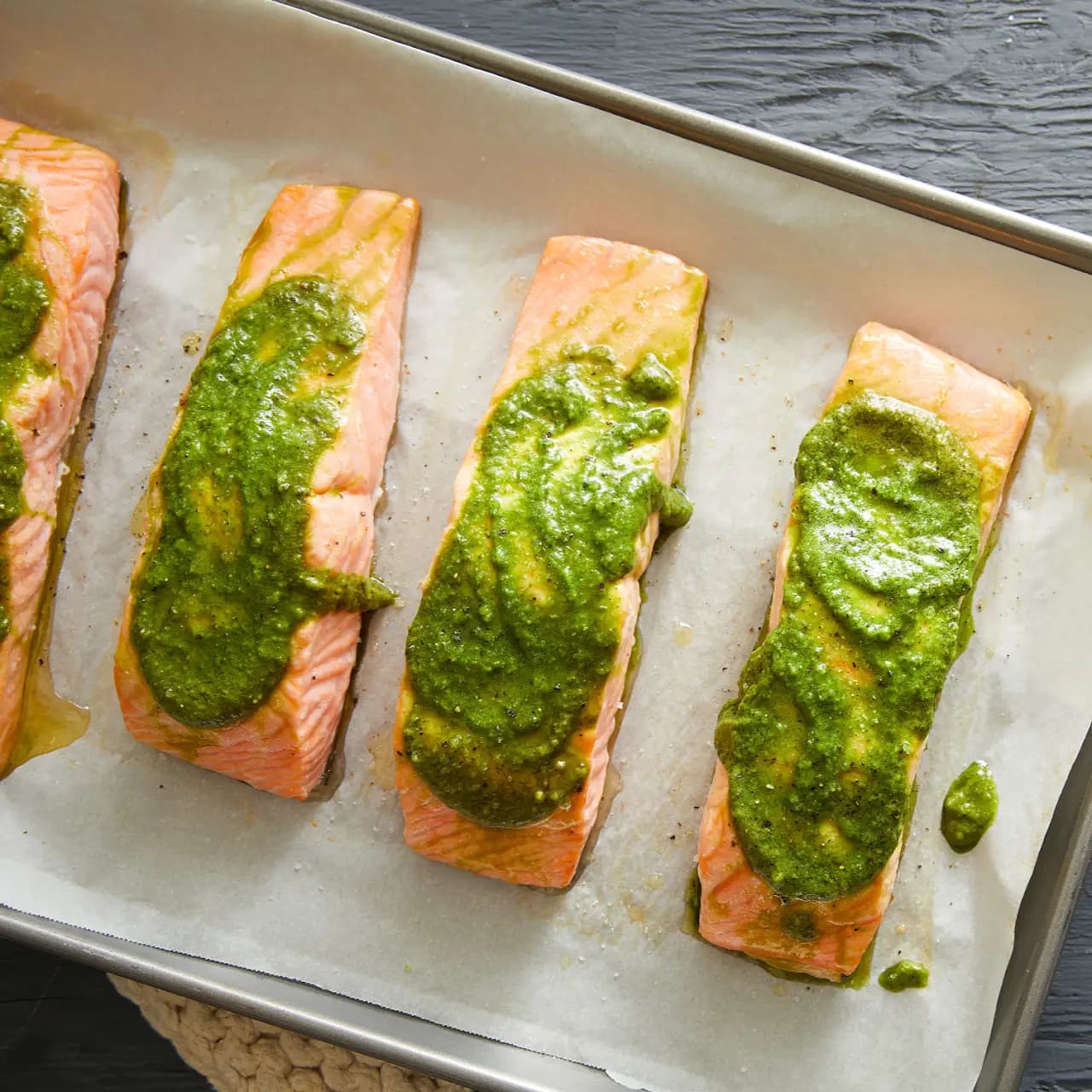 5-Ingredient Pesto Baked Salmon