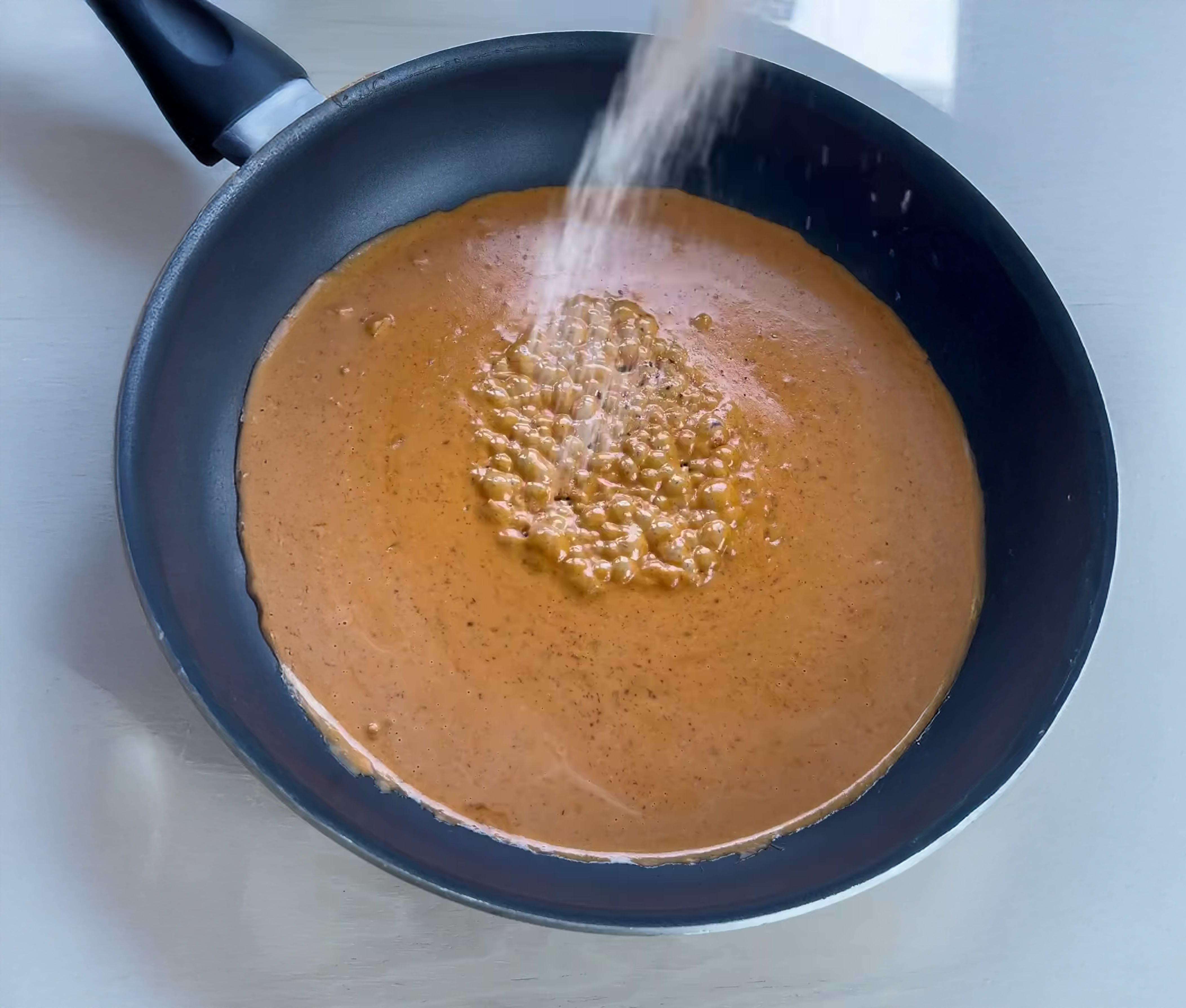 Creamy Tomato Pancetta Pasta with Peas