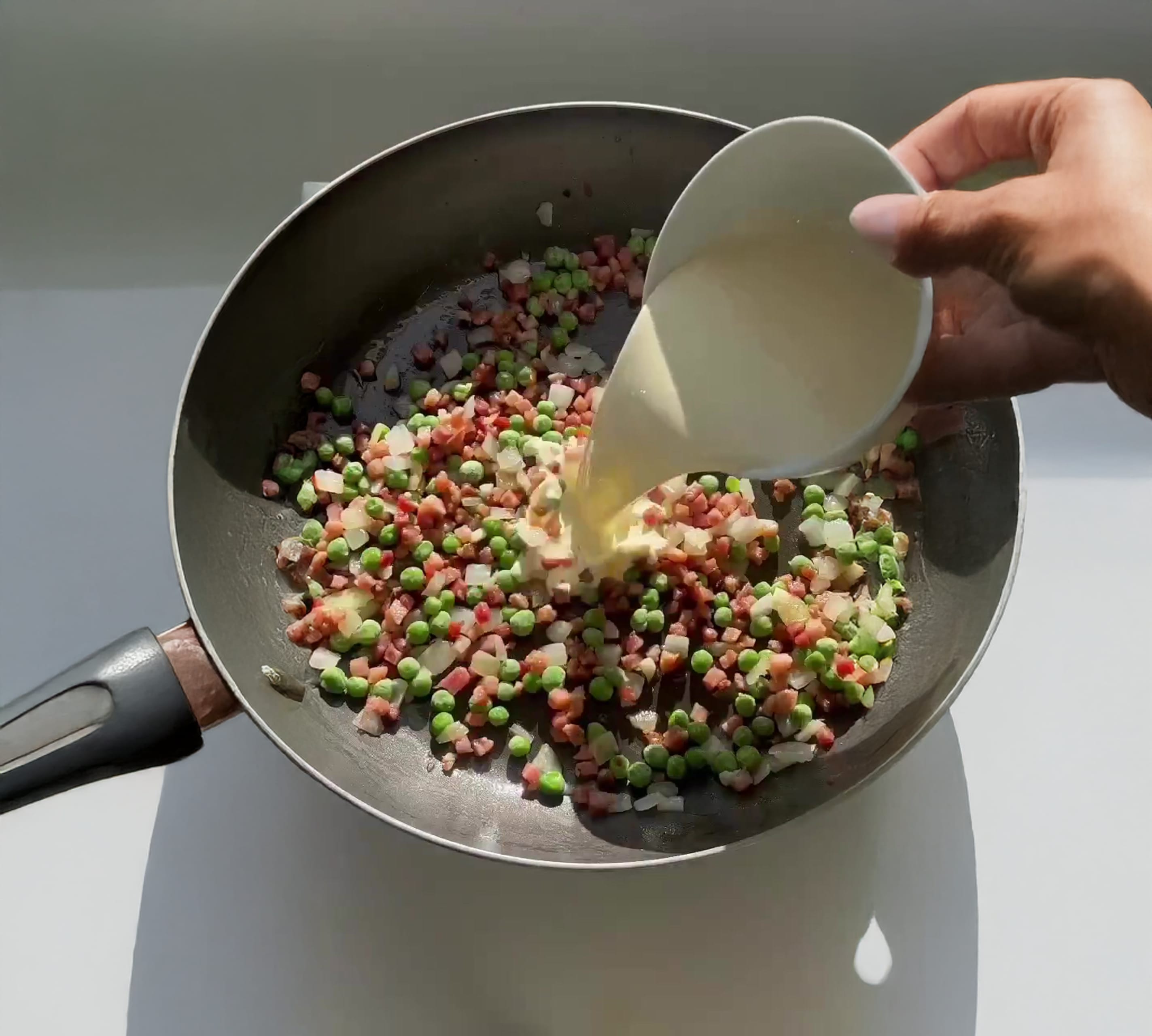 Creamy Tortellini with Pancetta & Peas