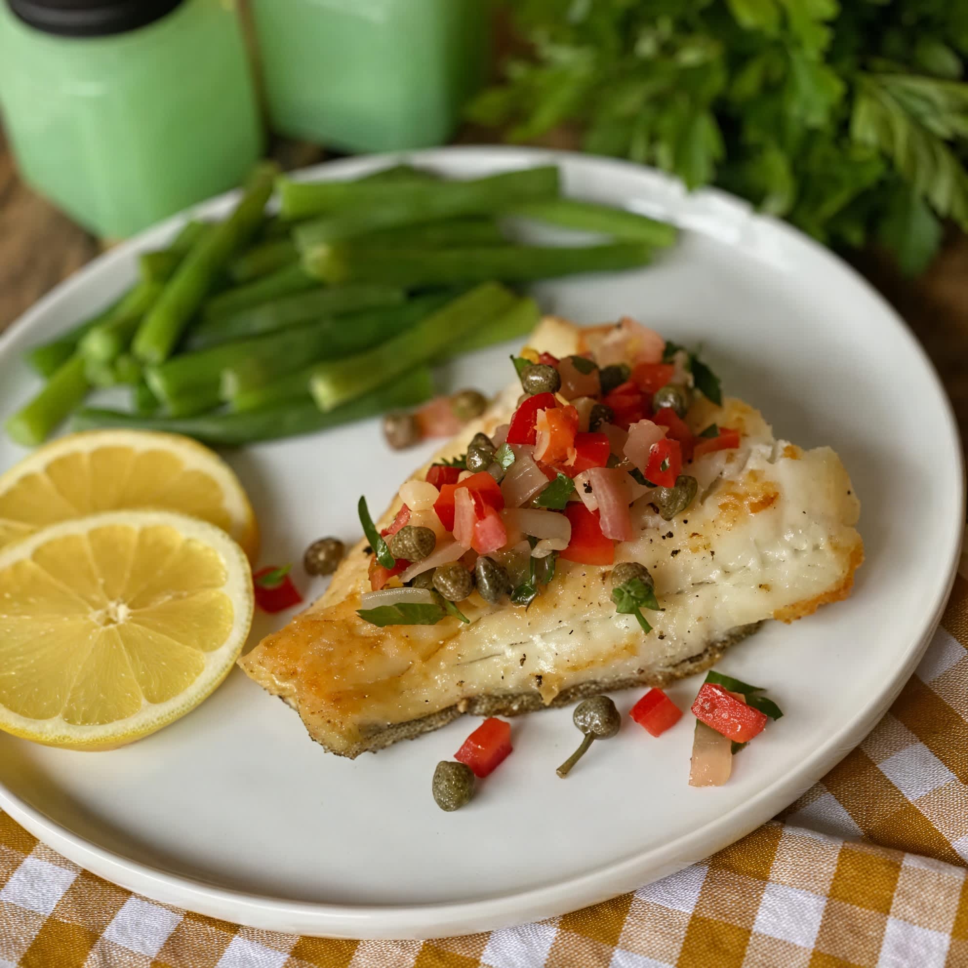 Pan-Seared Haddock with Red Pepper Caper Relish