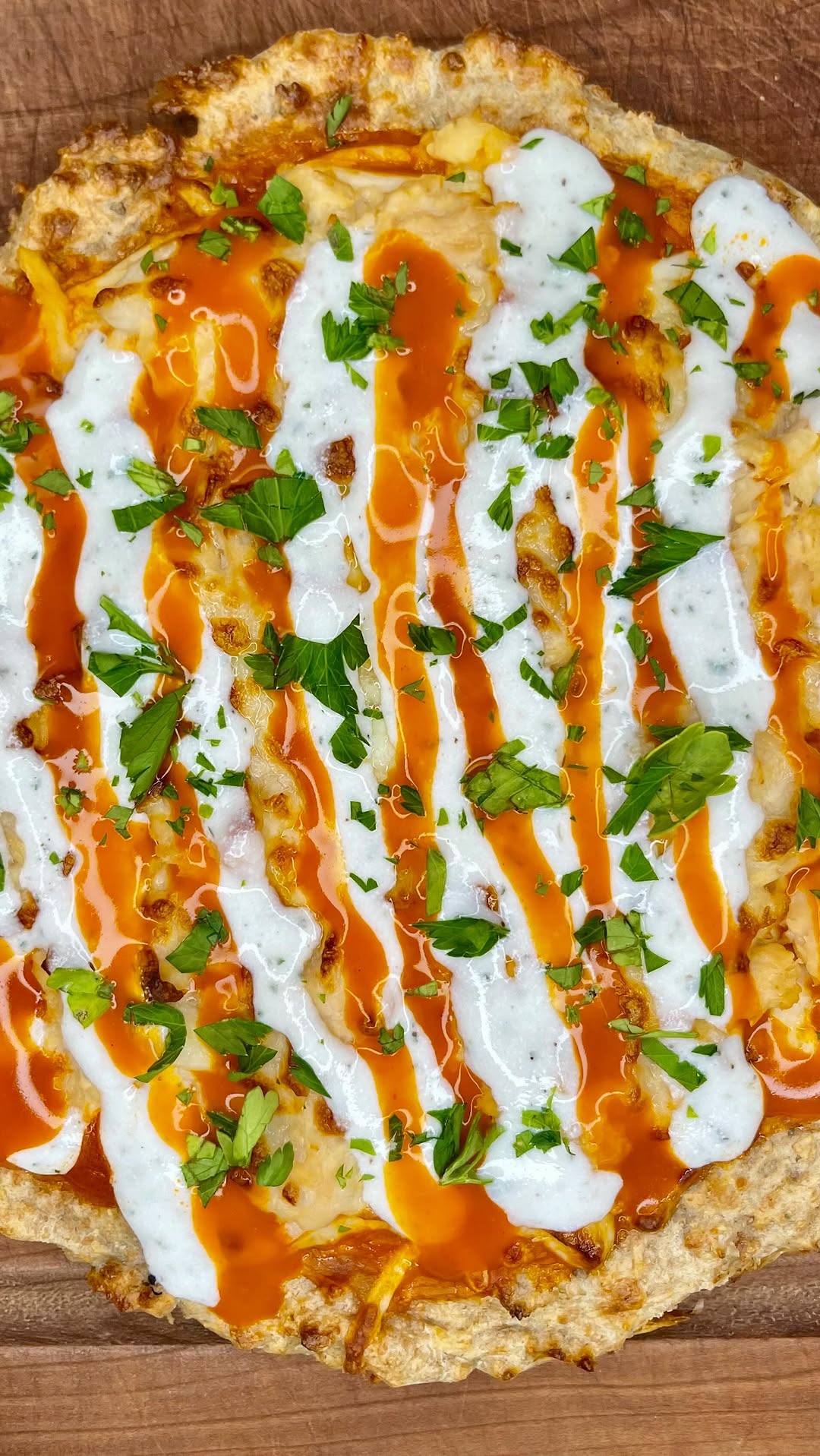 High Protein Chicken Buffalo Pizza