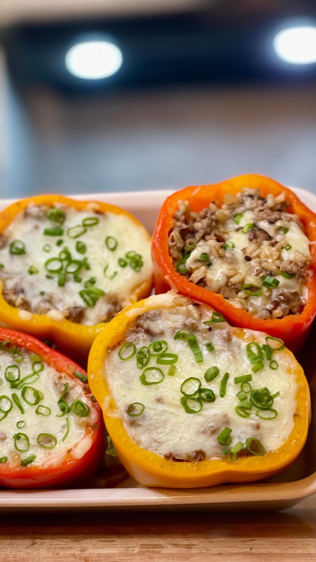 Cheesy Beef and Rice Stuffed Peppers