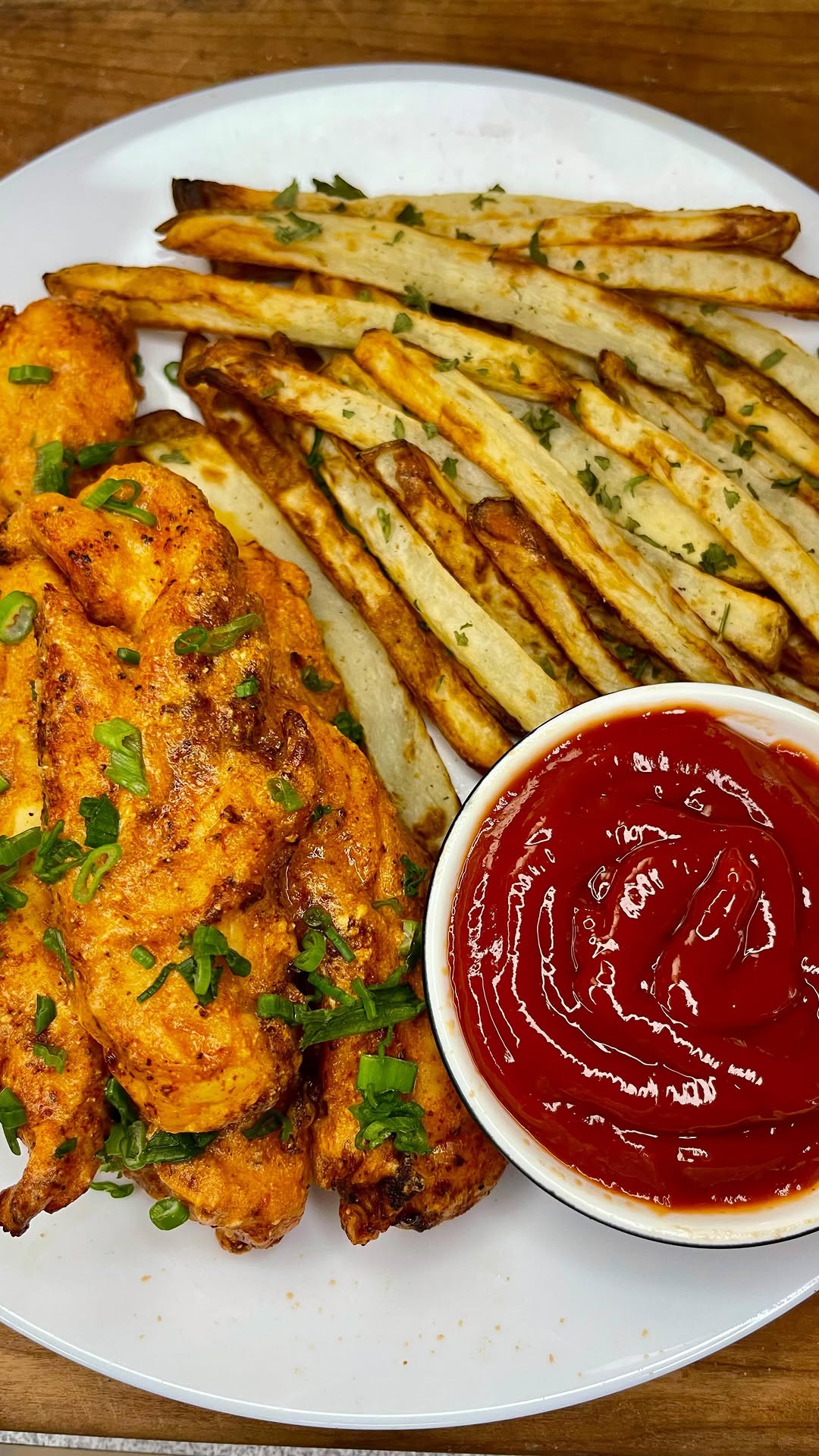 High Protein Buffalo Chicken with Fries