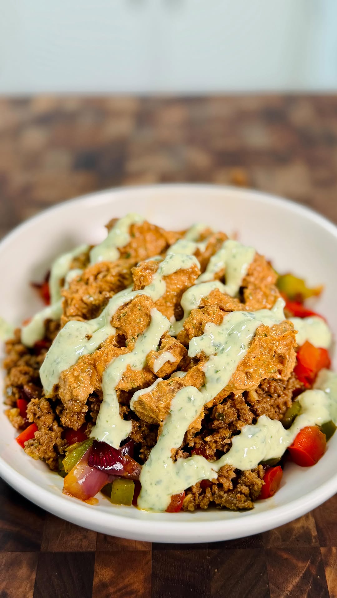 Creamy Beef & Potato Bowl with Spicy Cilantro Lime Crema