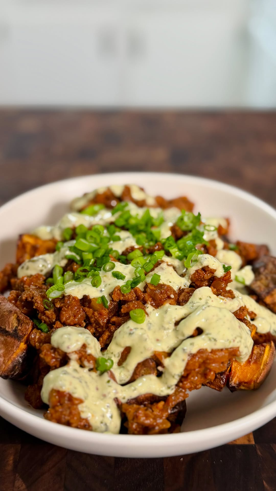 Beef & Sweet Potato Bowls with Garlic Herb Sauce